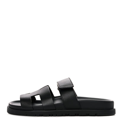 Hermes Calfskin Womens Chypre Sandals 35 Black 1 of 9