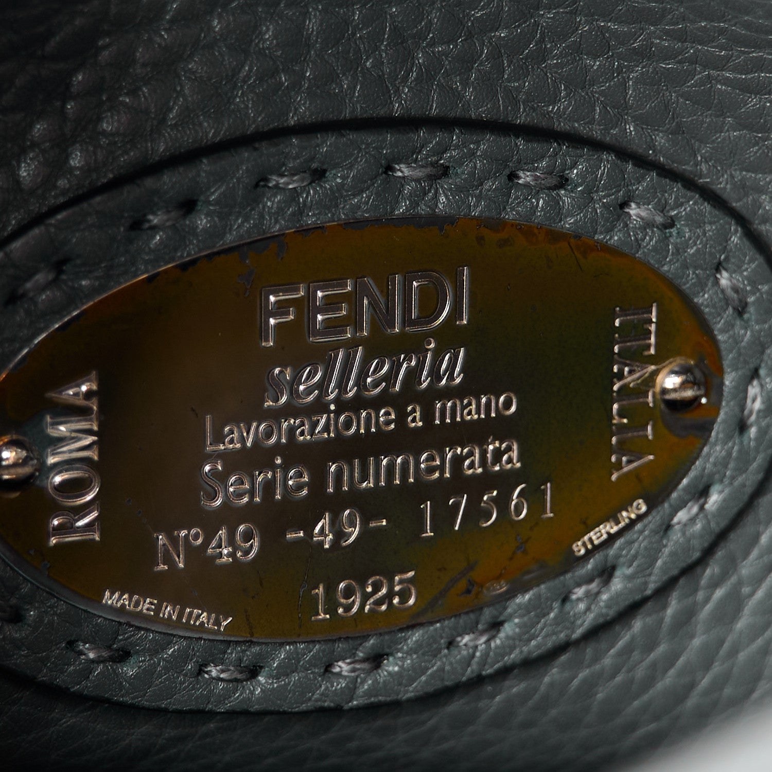 Fendi Cuoio Romano Selleria Mini Peekaboo Iconic Fit Satchel Asfalto Multicolor 7 of 13