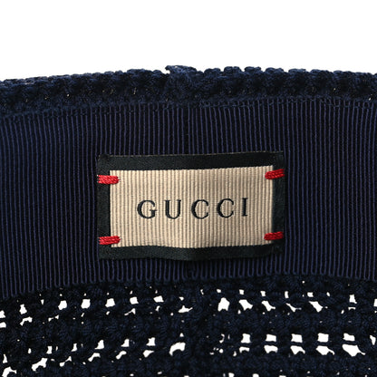 Gucci Cotton Crochet Wide Brim Hat M Navy Blue 7 of 8