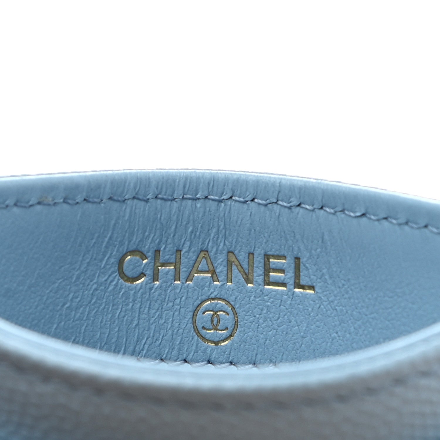 Chanel Caviar Quilted Crystal Card Holder Light Blue 6 of 9