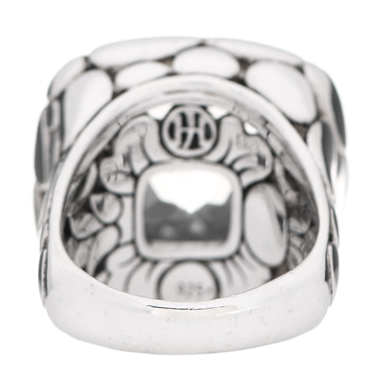 Sterling Silver White Topaz Batu Kali Square Ring 53 6.5