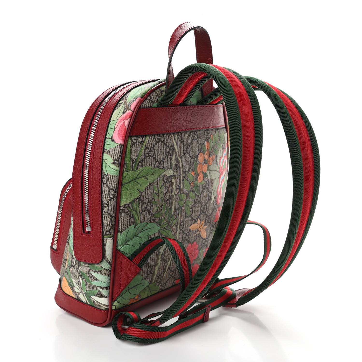 Gucci GG Supreme Monogram Tian Web Small Day Backpack Beige Multicolor Red 3 of 11