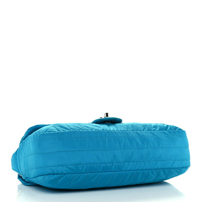 Chanel Nylon Vertical Quilted Jumbo Flap Turquoise 4 of 13