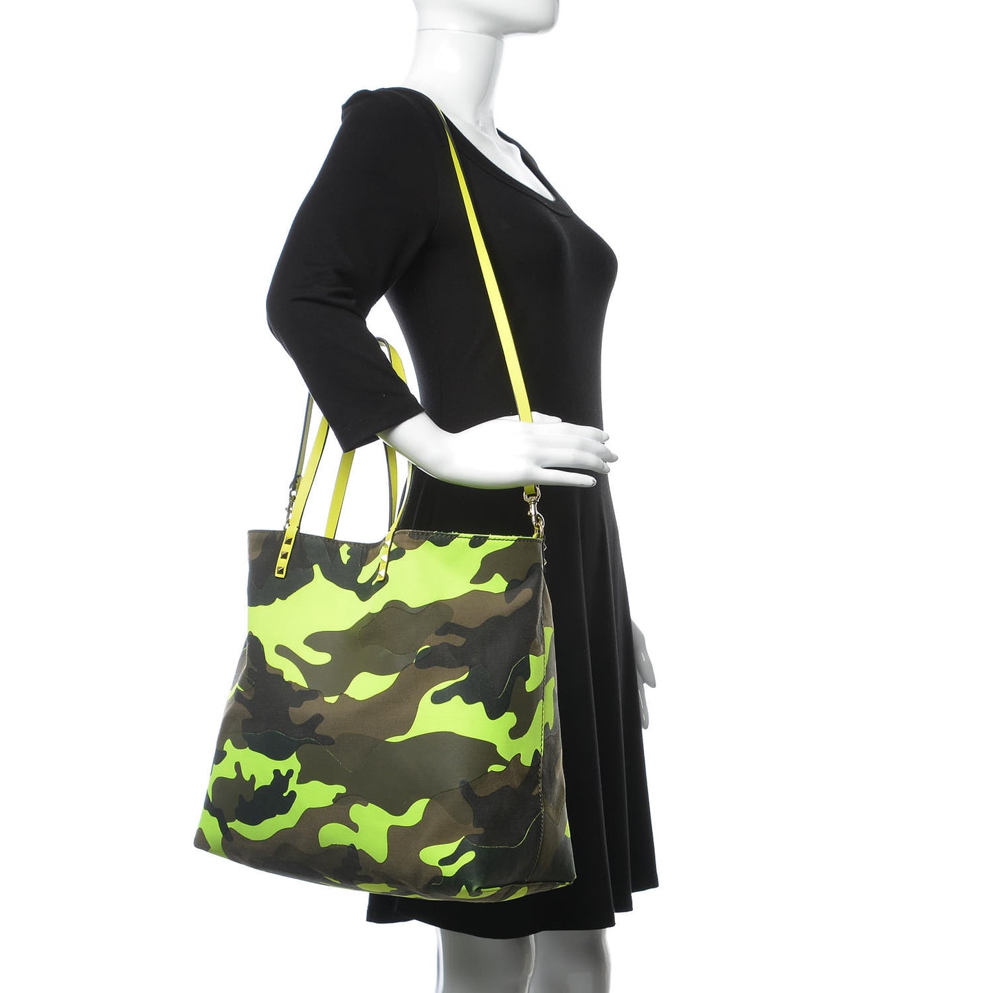 Canvas Camouflage Rockstud Reversible Tote Multicolor