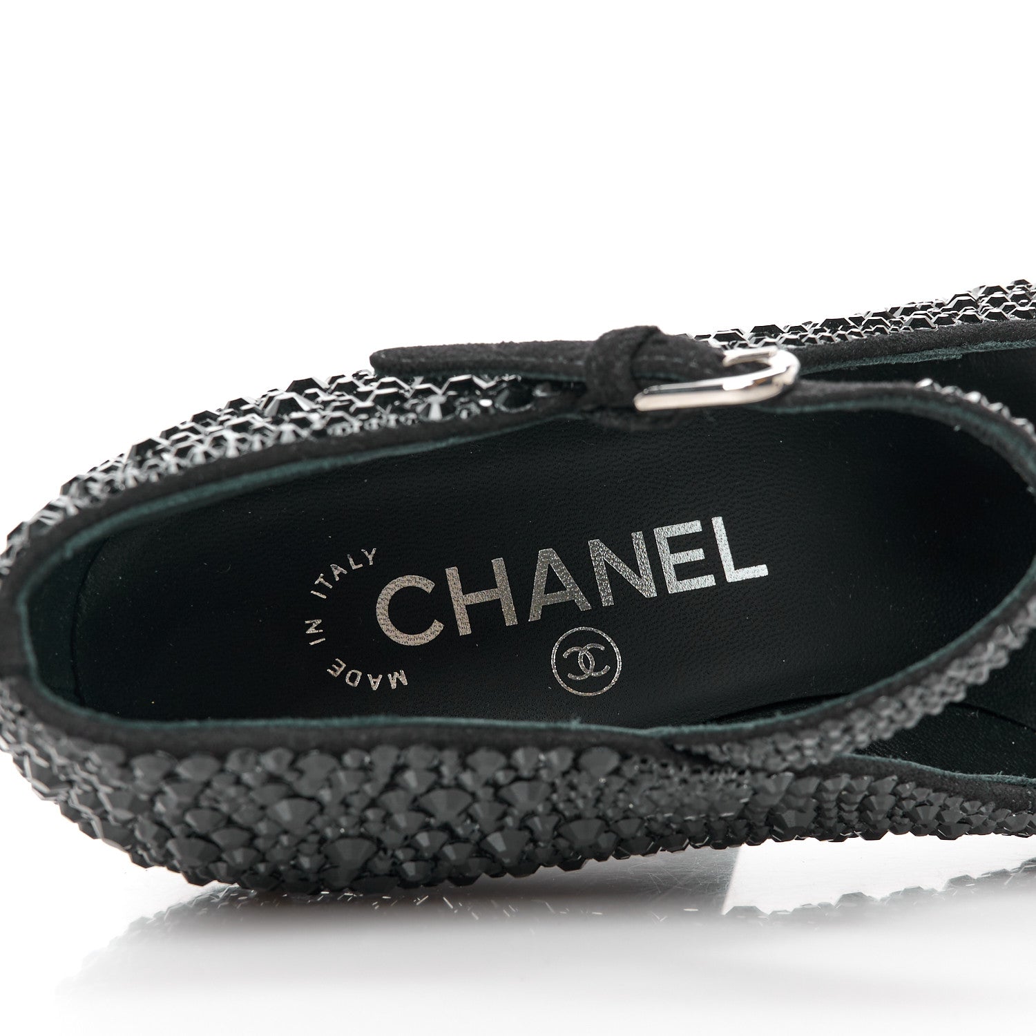 Chanel Strass Pearl Grosgrain Cap Toe Pumps 38 Black 7 of 9