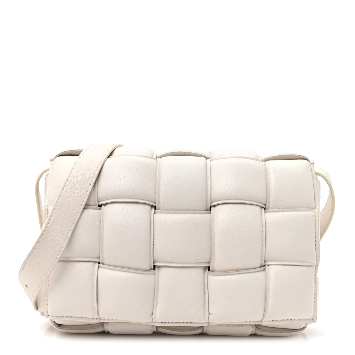 Nappa Maxi Intreccio Padded Cassette Crossbody Bag Chalk