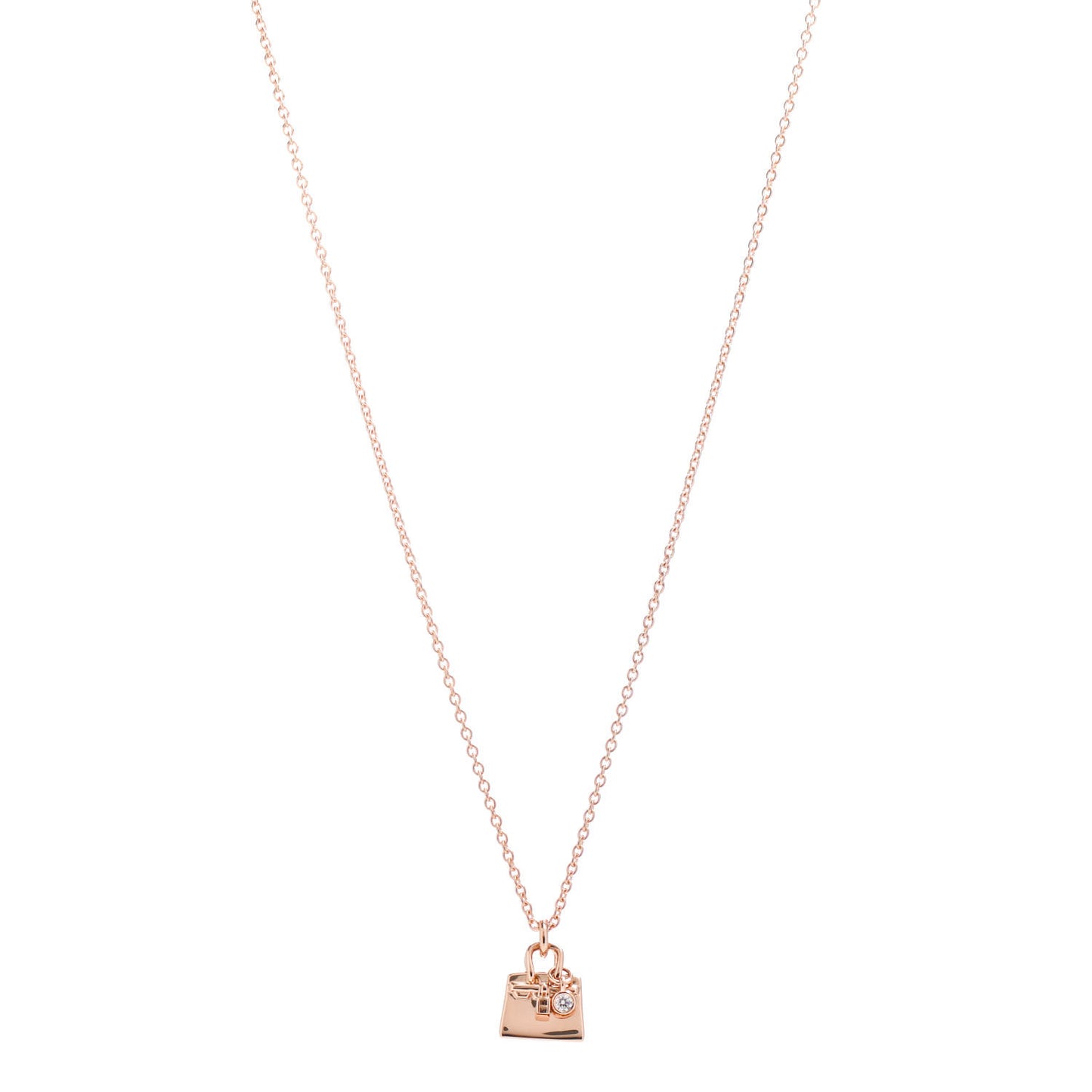 18K Rose Gold Diamond Birkin Pendant Necklace