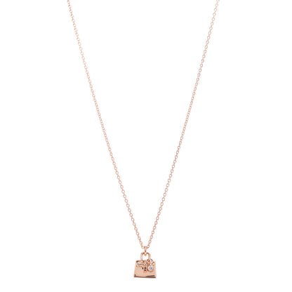Hermes 18K Rose Gold Diamond Birkin Pendant Necklace 1 of 5