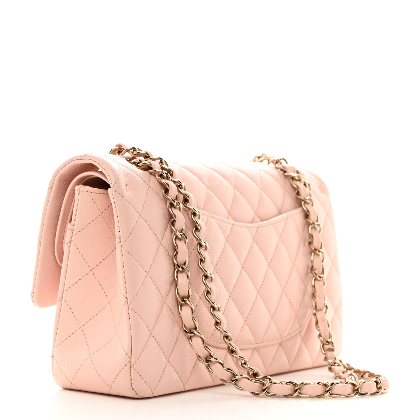 Caviar Quilted Medium Double Flap Light Pink
