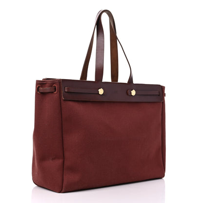 Hermes Toile Vache Hunter Herbag Cabas MM Rouge H 3 of 16