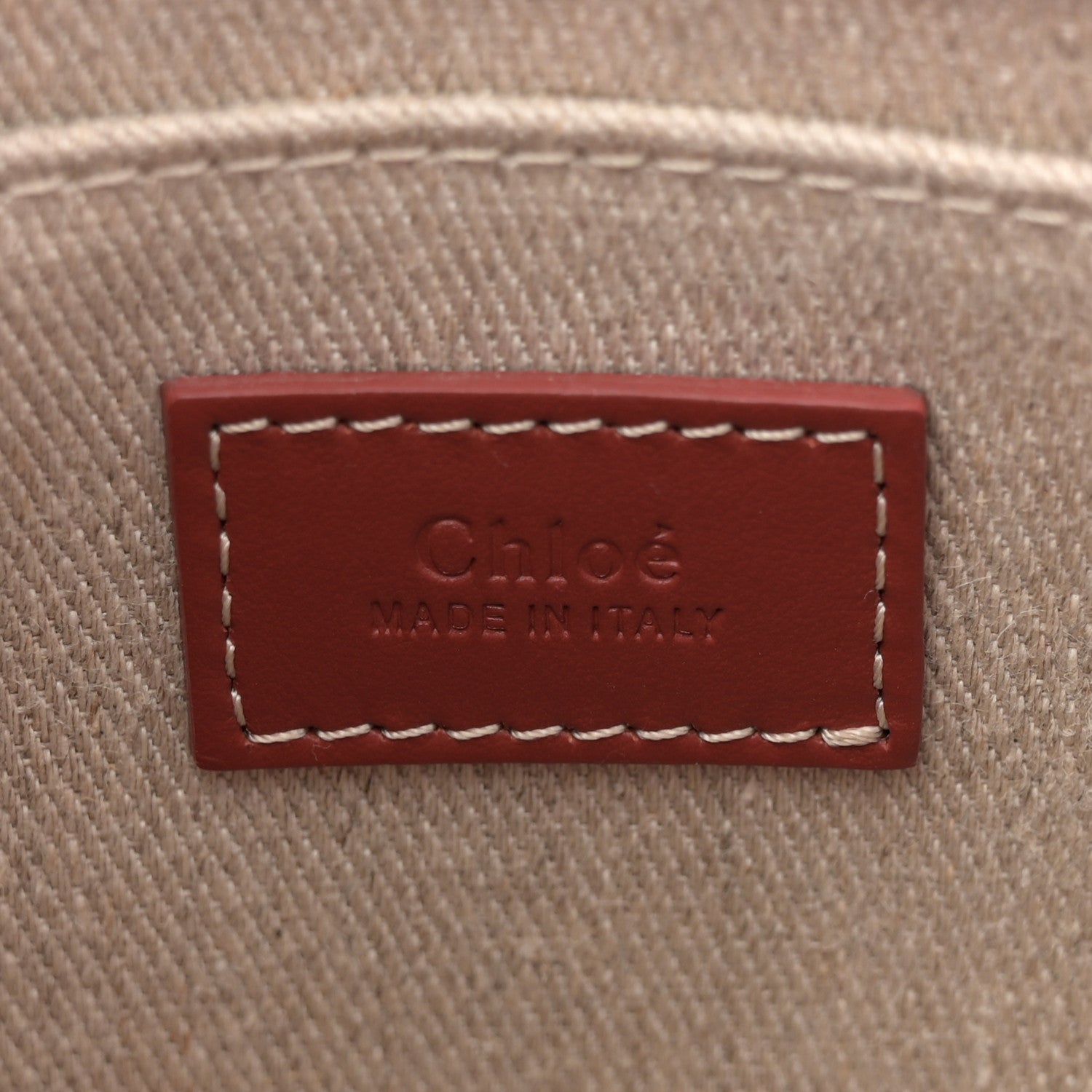 Chloe Cotton Calfskin Small Woody Ribbon Tote With Strap Dark Red 6 of 11