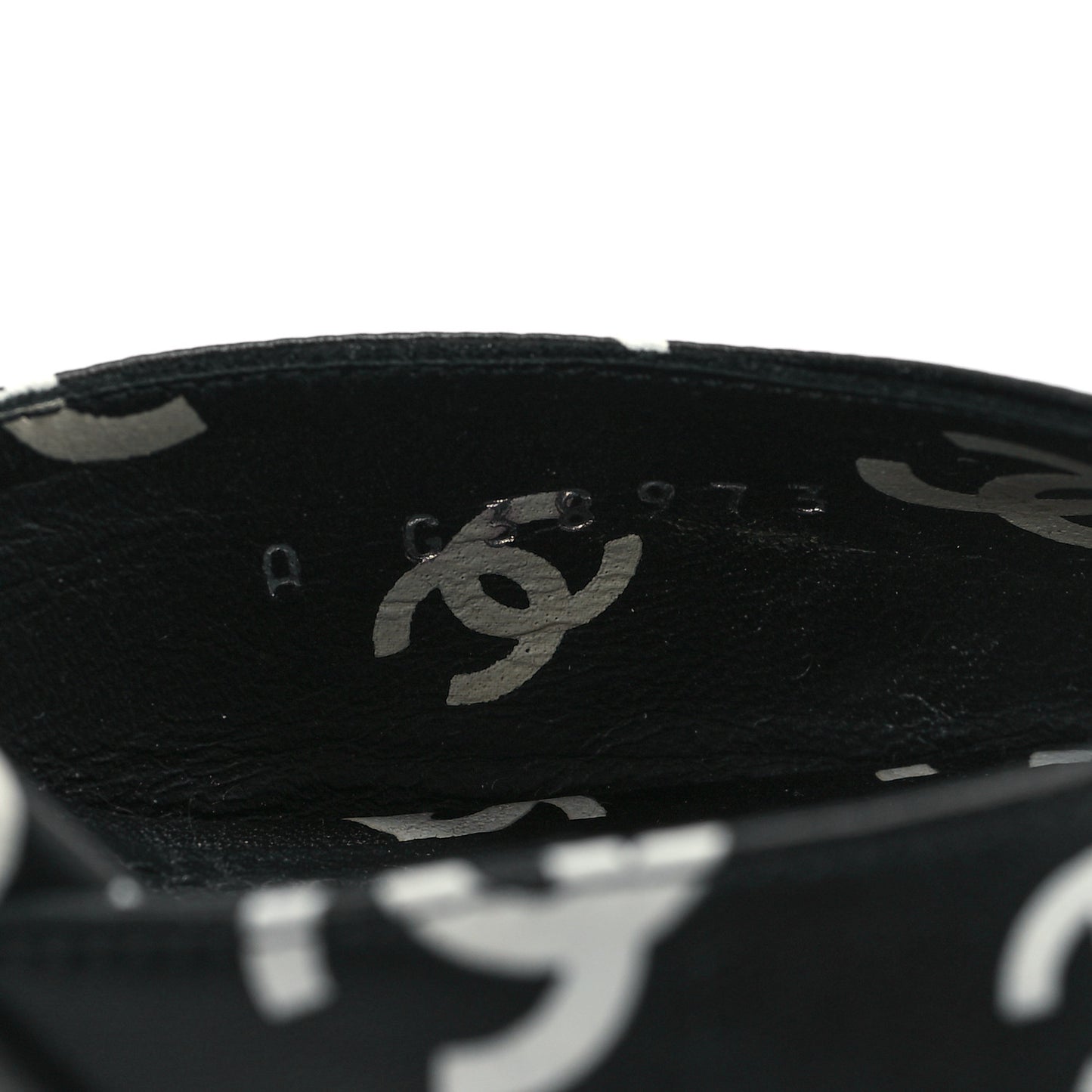 Printed Lambskin CC Platform Sandals 39.5 Black White