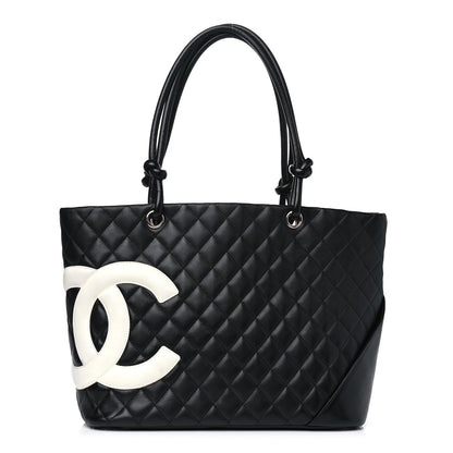 Chanel Calfskin Quilted Large Cambon Tote Black White 1 of 11