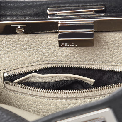 Fendi Cuoio Romano Selleria Bi-Color Mini Peekaboo Iconic Satchel Asfalto Latte 9 of 11