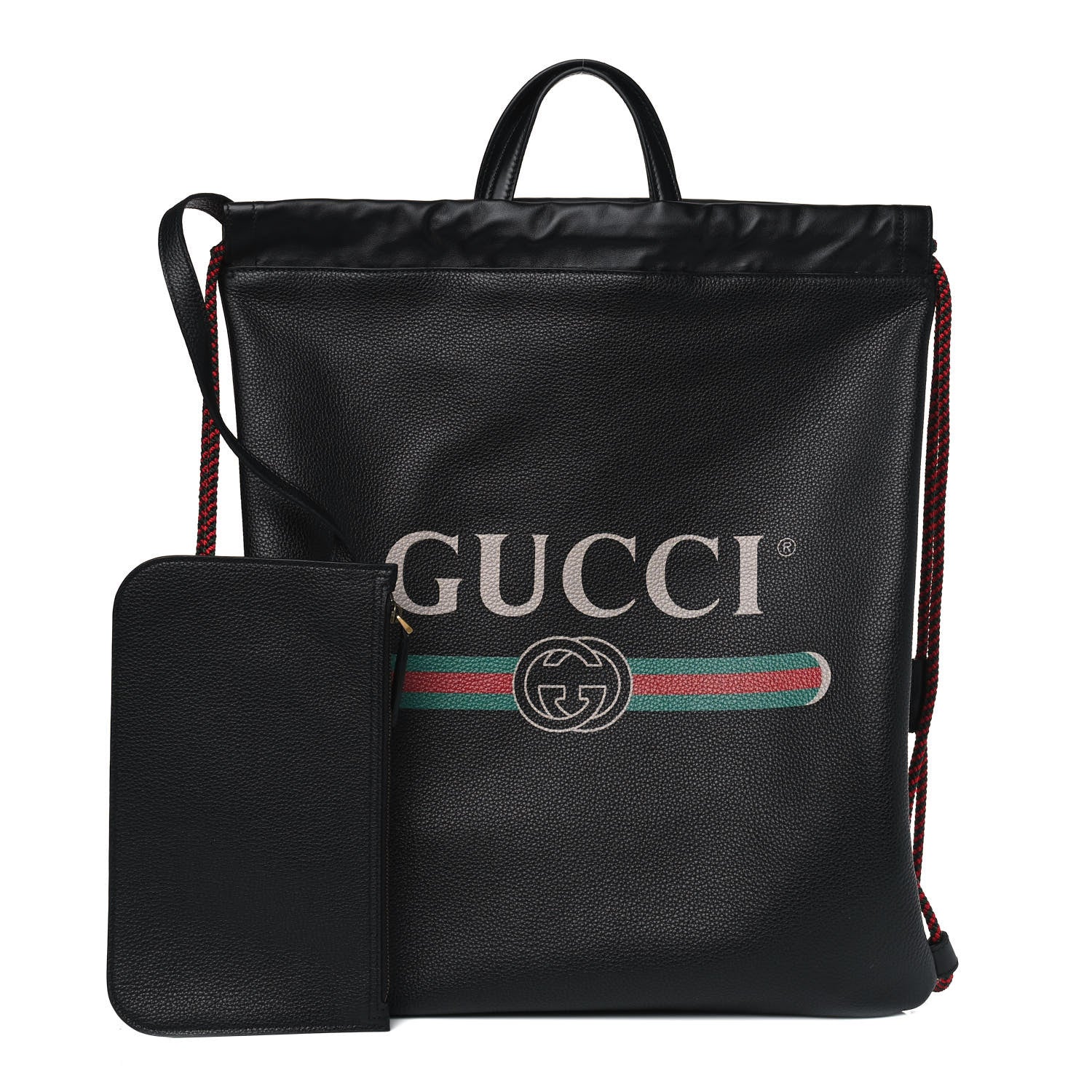 Gucci Calfskin Logo Drawstring Backpack Black 1 of 4
