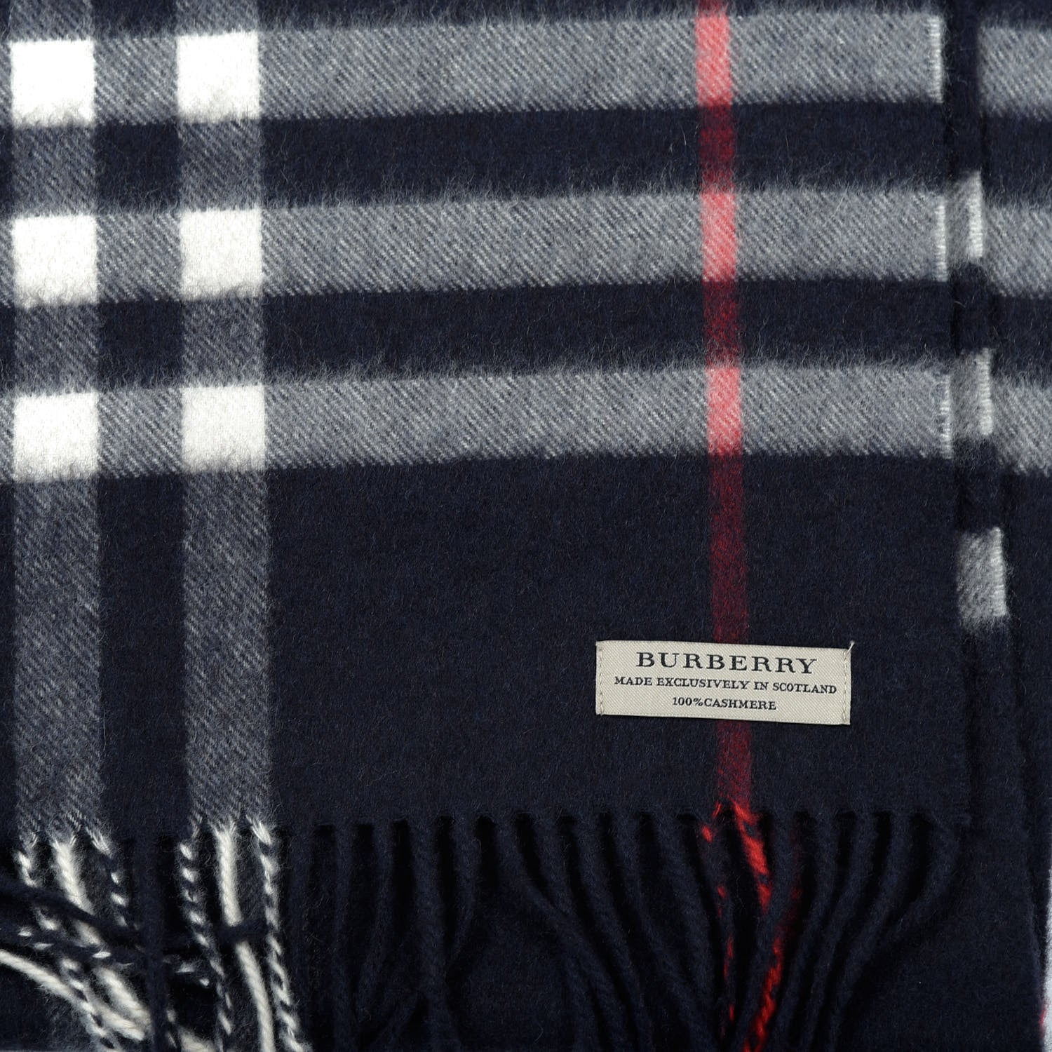 Burberry Cashmere Nova Check Fringe Scarf Blue 5 of 5