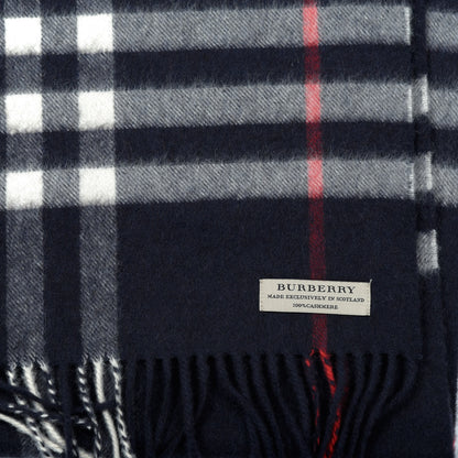 Burberry Cashmere Nova Check Fringe Scarf Blue 5 of 5