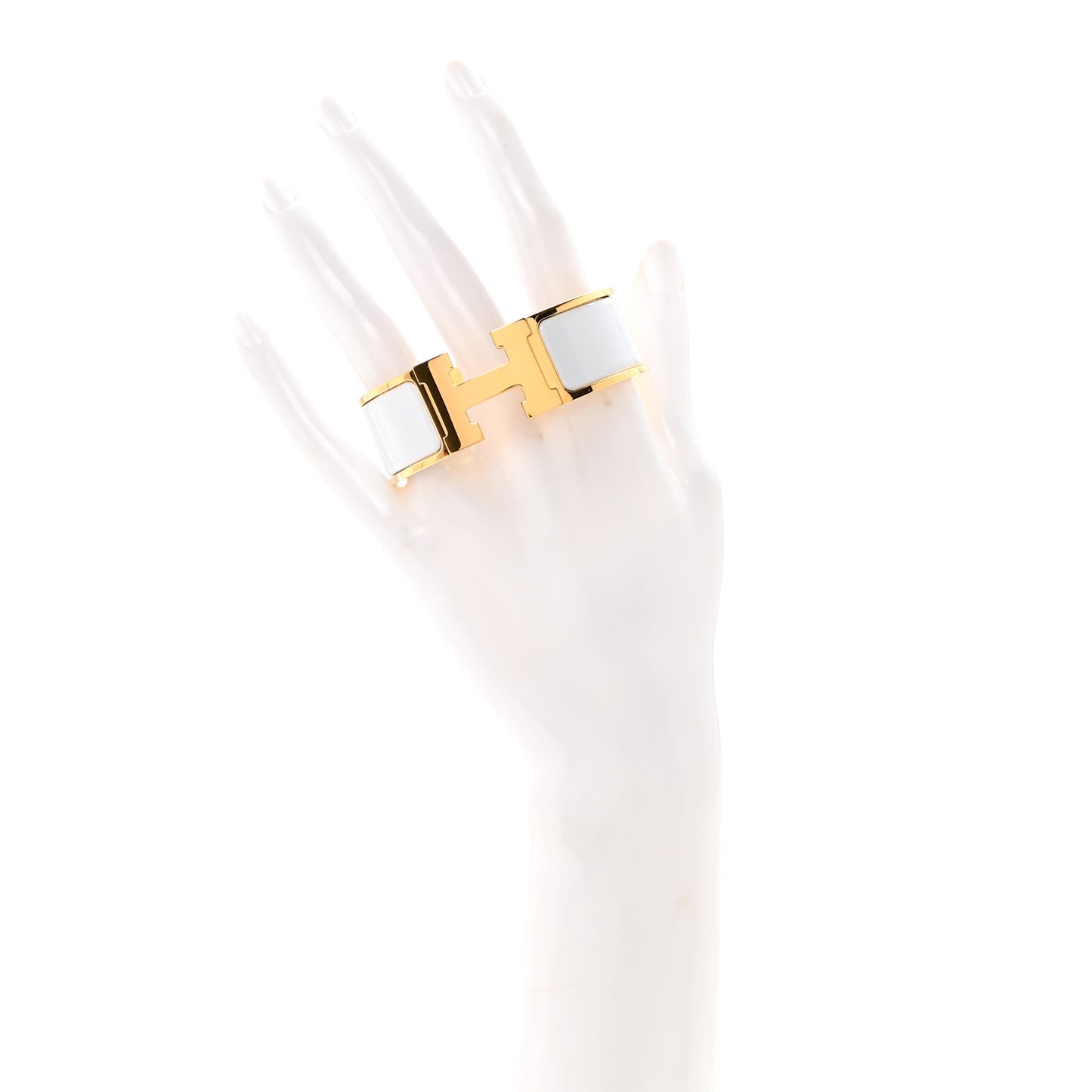 Enamel Wide Clic Clac H Bracelet PM White