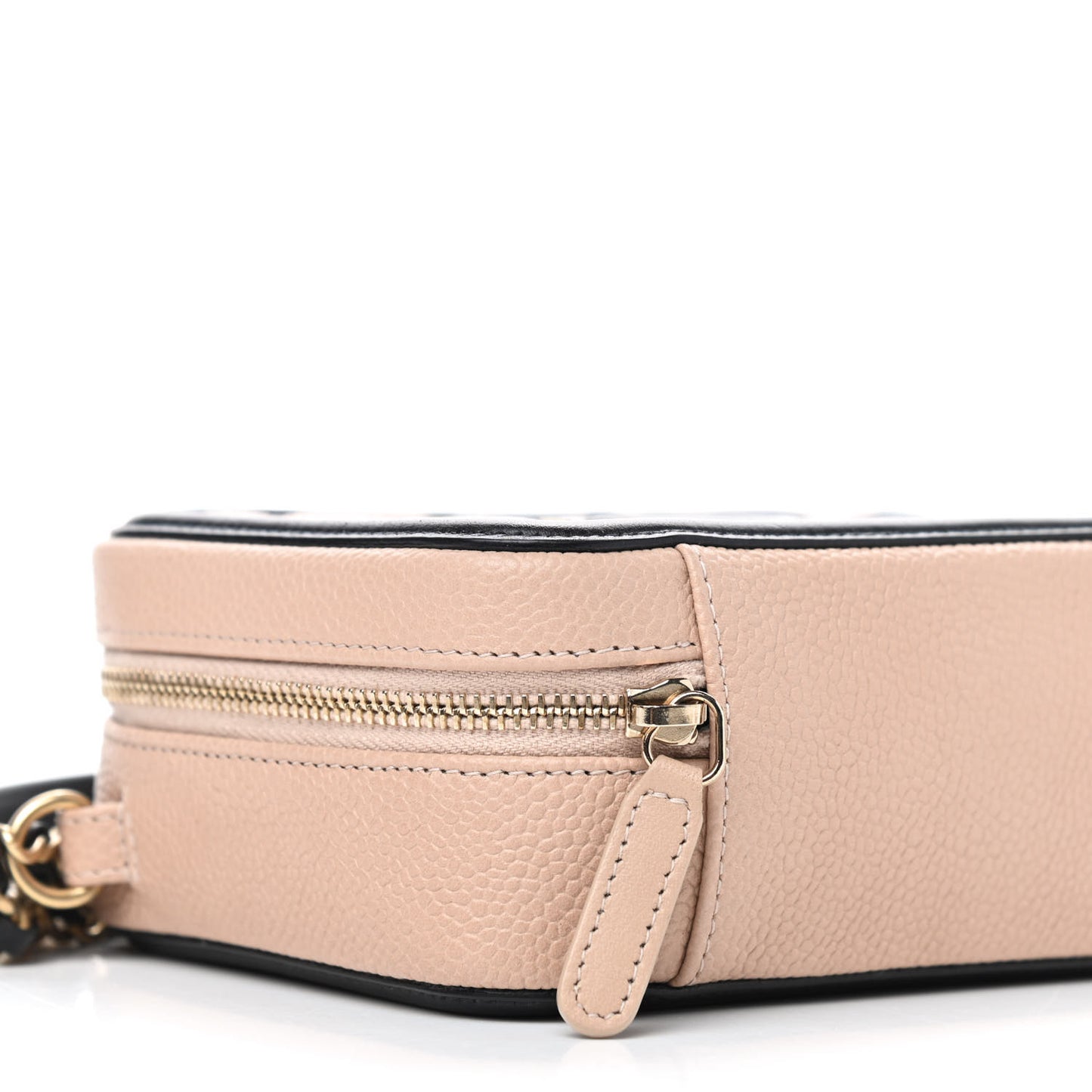 Caviar Quilted CC Filigree Vanity Clutch With Chain Beige Black