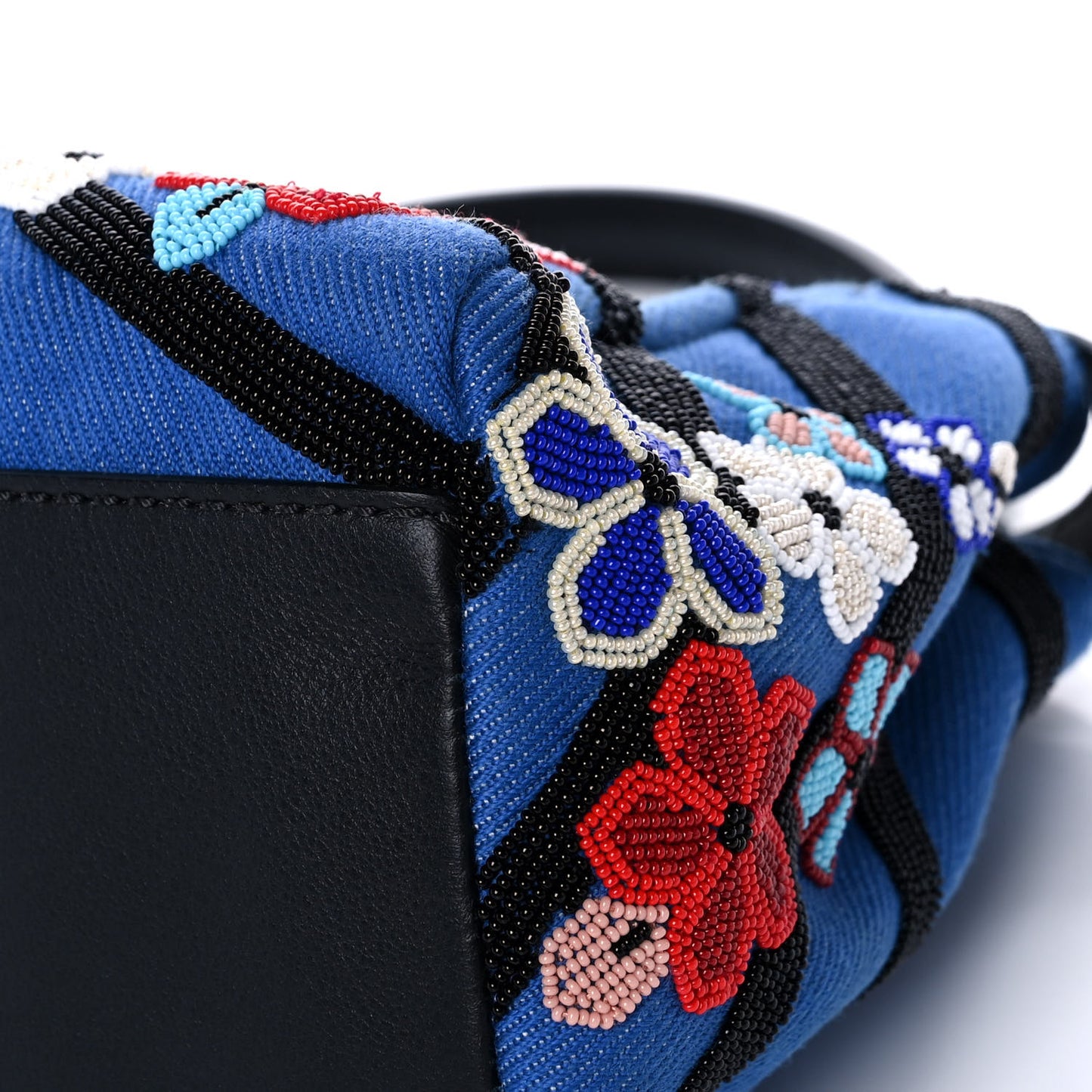 Denim Beaded QuTweet Mini Peekaboo Iconic Satchel Blue