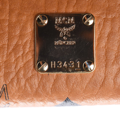 MCM Visetos Small Kathy Double Zip Tote Cognac Black 8 of 19