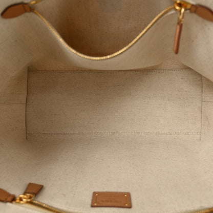 Prada Linen Vitello Large Logo Tote Natural 5 of 10