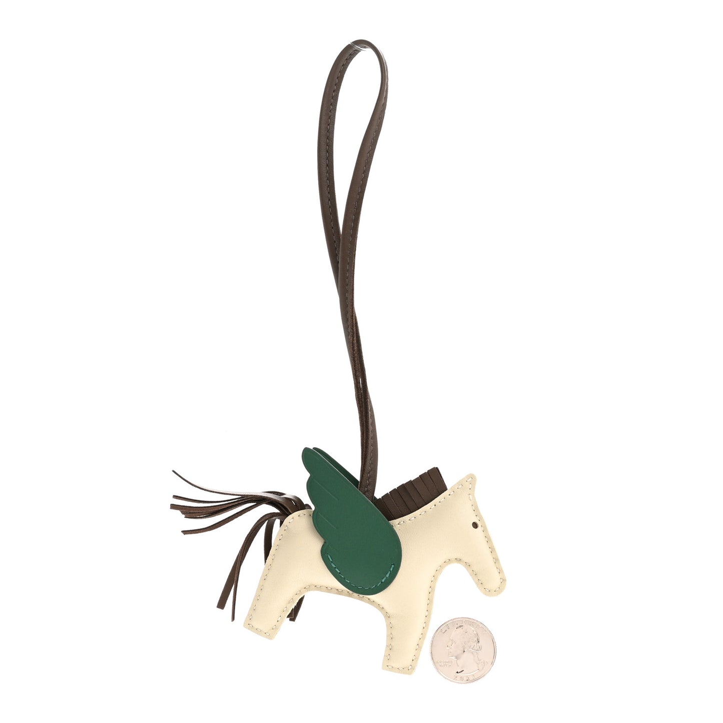 Milo Lambskin Grigri Rodeo Pegase Horse Bag Charm PM Craie Chocolate Vert Moyen