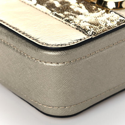 Marc Jacobs Metallic Sequin Snake Embossed Calfskin Stripe Snapshot Camera Bag Gold 9 of 10