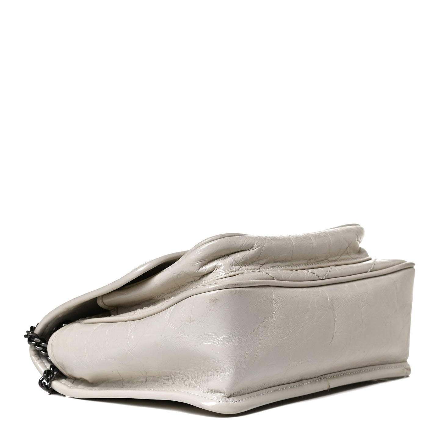 Crinkled Calfskin Matelasse Monogram Baby Niki Chain Satchel Light Natural