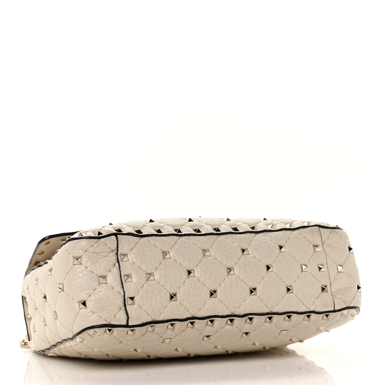 Valentino Garavani Grained Calfskin Medium Rockstud Spike Shoulder Bag Light Ivory 3 of 8
