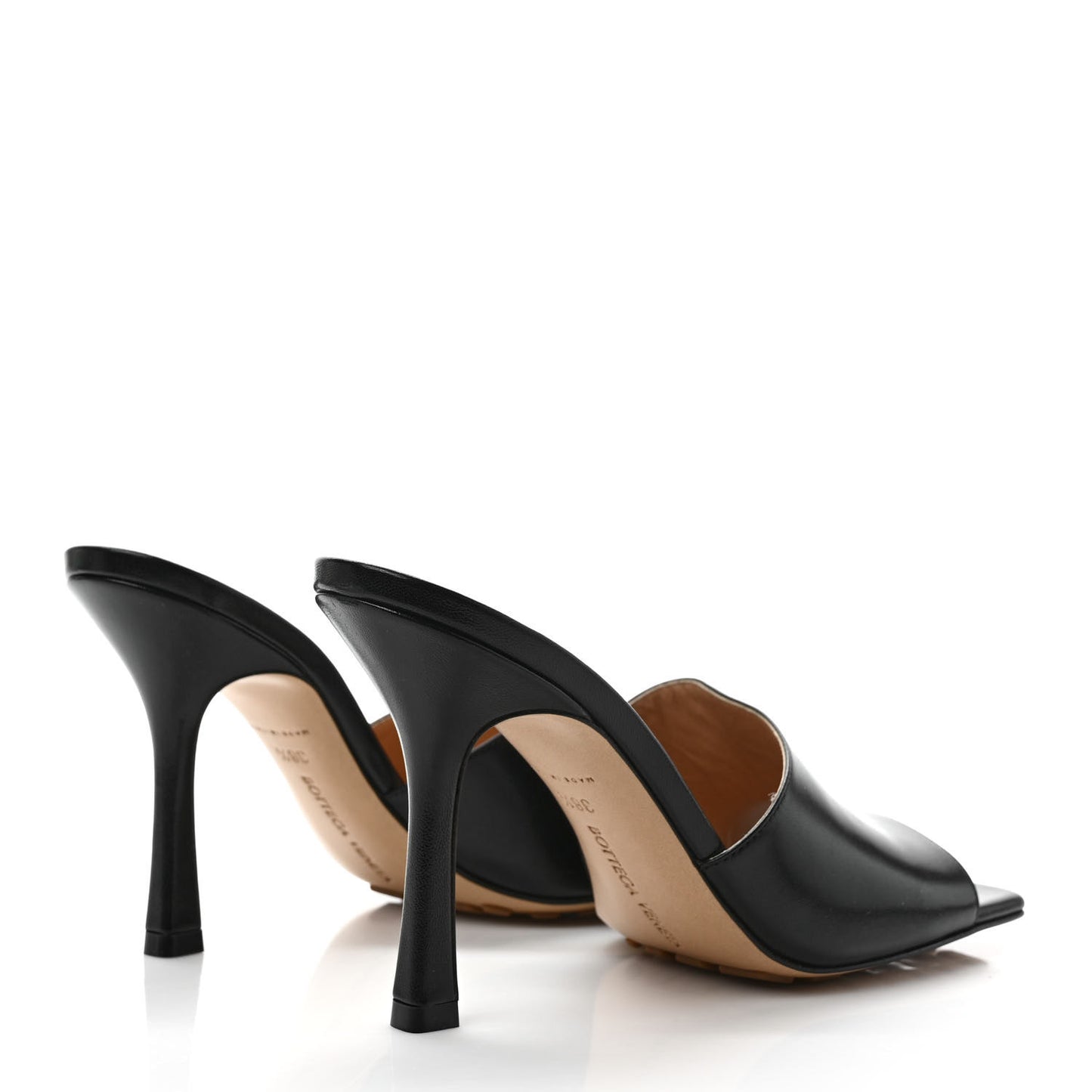 Lambskin Stretch Mule Sandals 38.5 Black