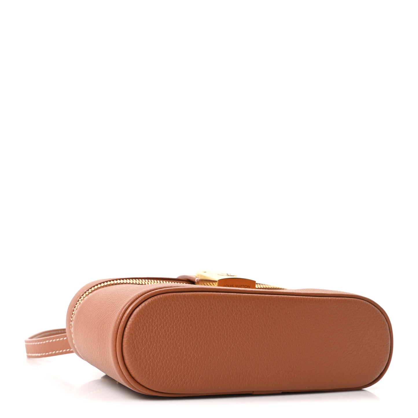 Grained Calfskin Low Key Vanity Pouch Cognac