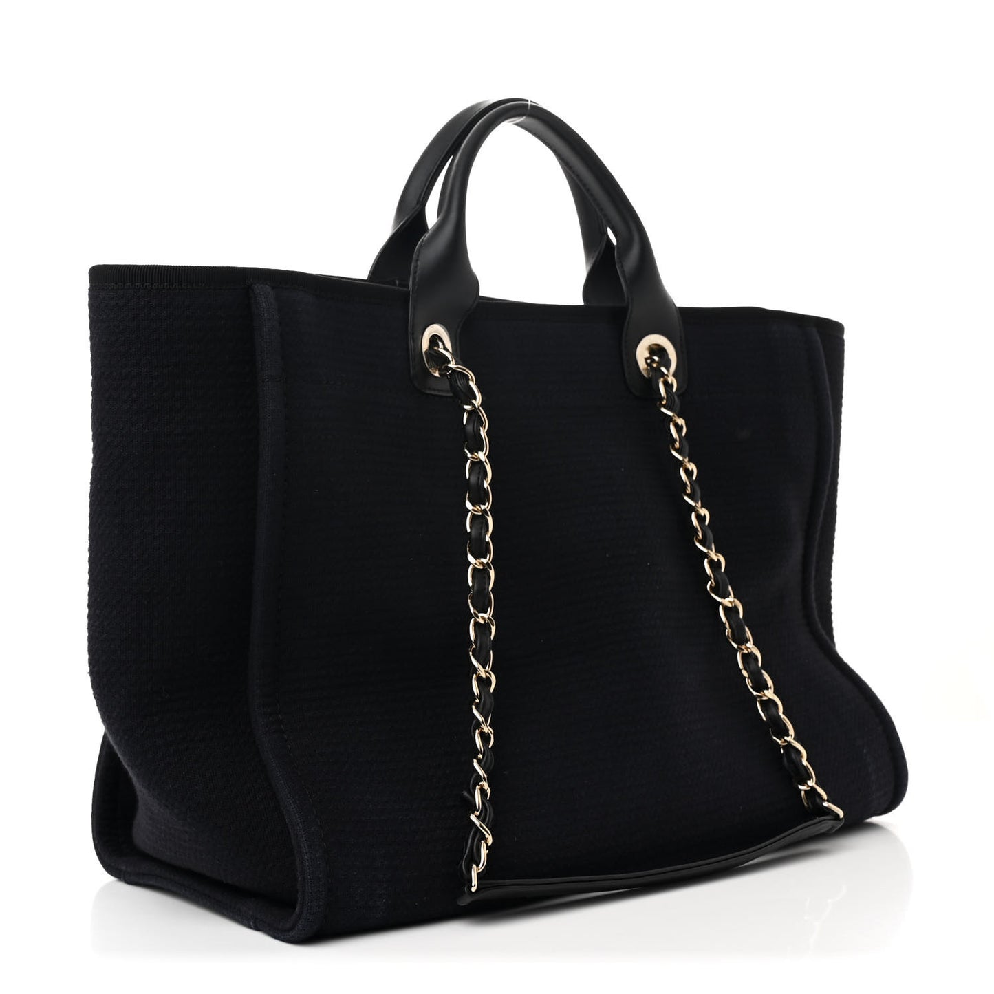 Mixed Fibers Calfskin Medium Deauville Tote Dark Blue