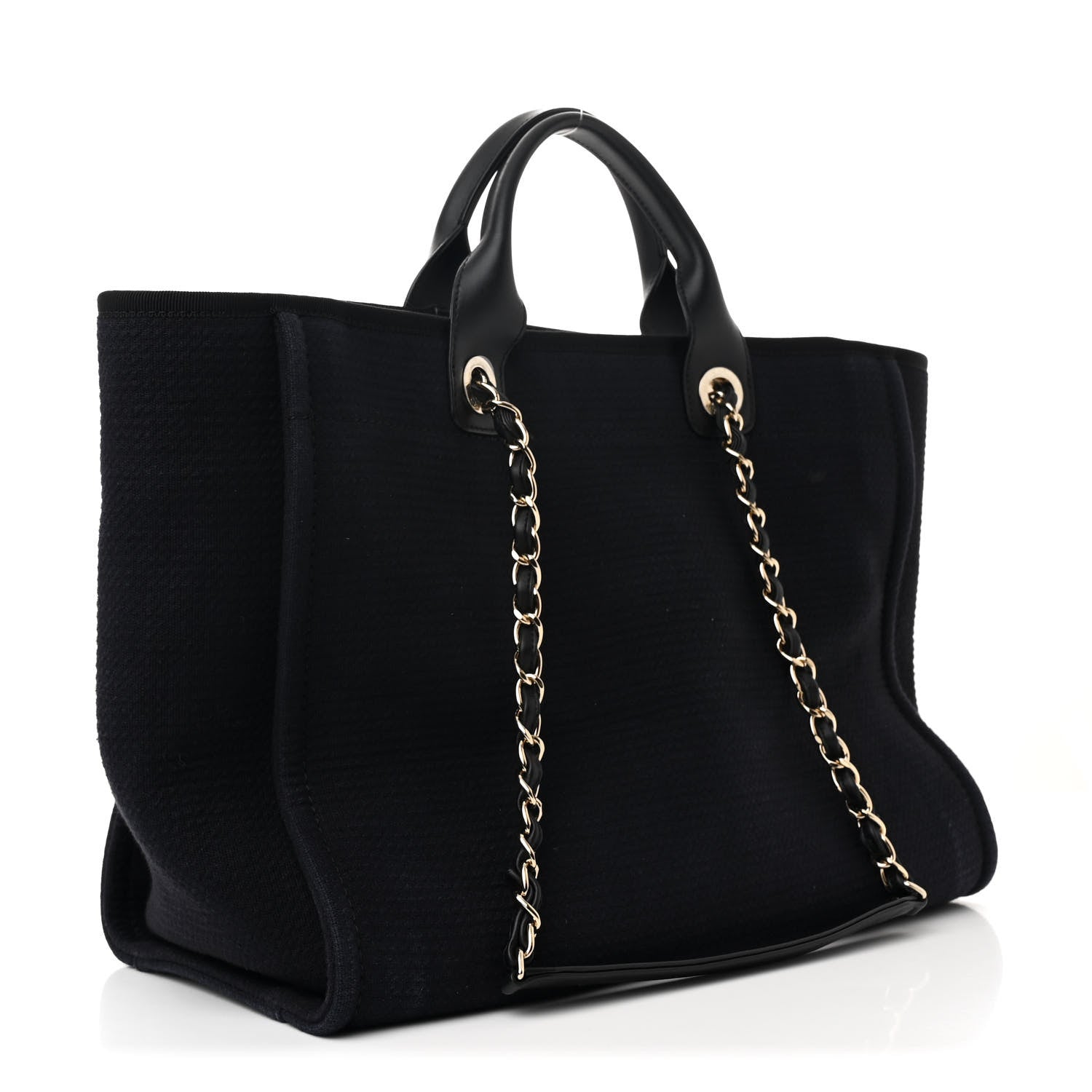 Chanel Mixed Fibers Calfskin Medium Deauville Tote Dark Blue 4 of 12