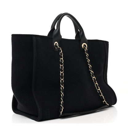 Chanel Mixed Fibers Calfskin Medium Deauville Tote Dark Blue 4 of 12