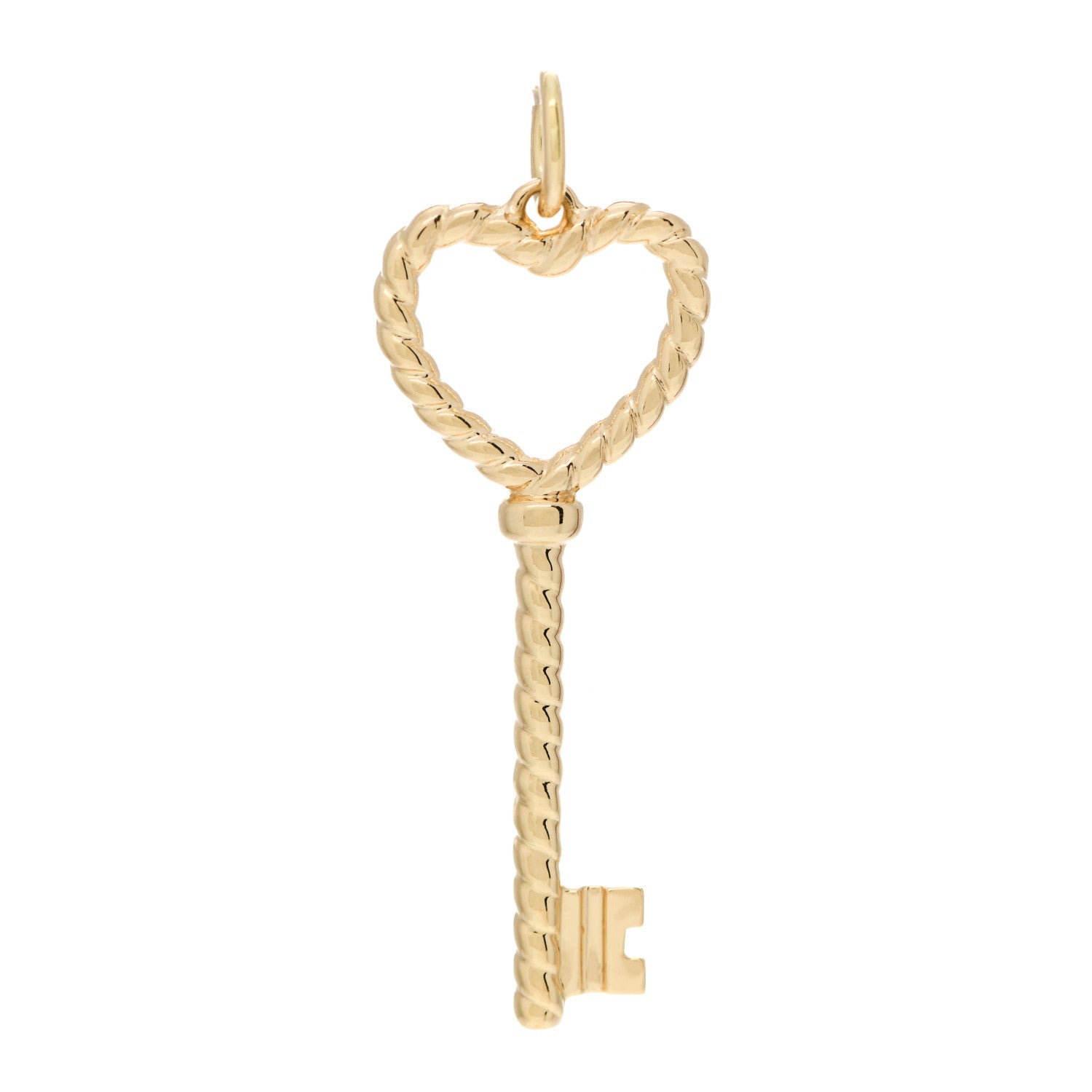 Tiffany 18K Yellow Gold Twist Heart Key Pendant 1 of 4