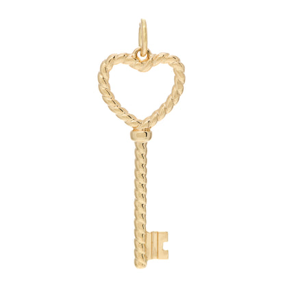 Tiffany 18K Yellow Gold Twist Heart Key Pendant 1 of 4