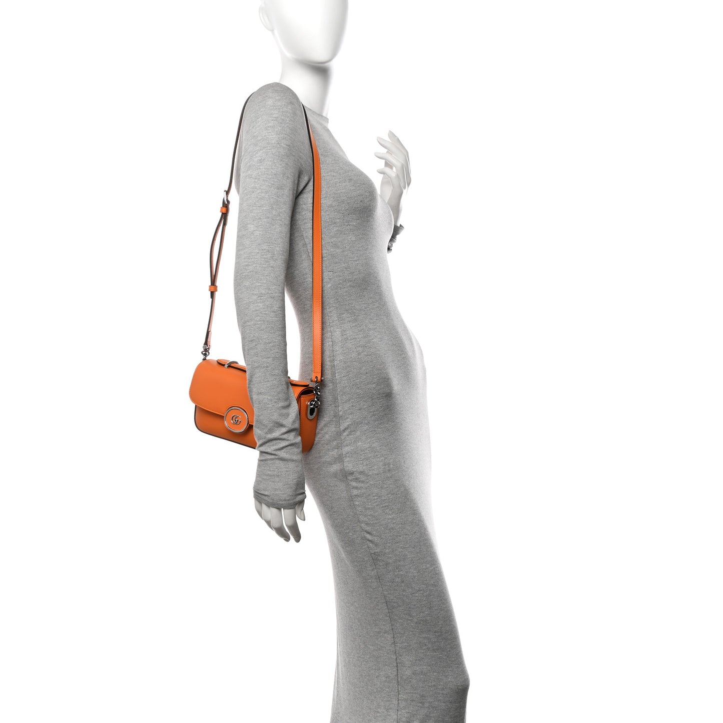 Senna Calfskin Petite GG Top Handle Shoulder Bag Orange