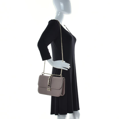 Valentino Garavani Vitello Medium Glam Lock Rockstud Flap Poudre 2 of 9