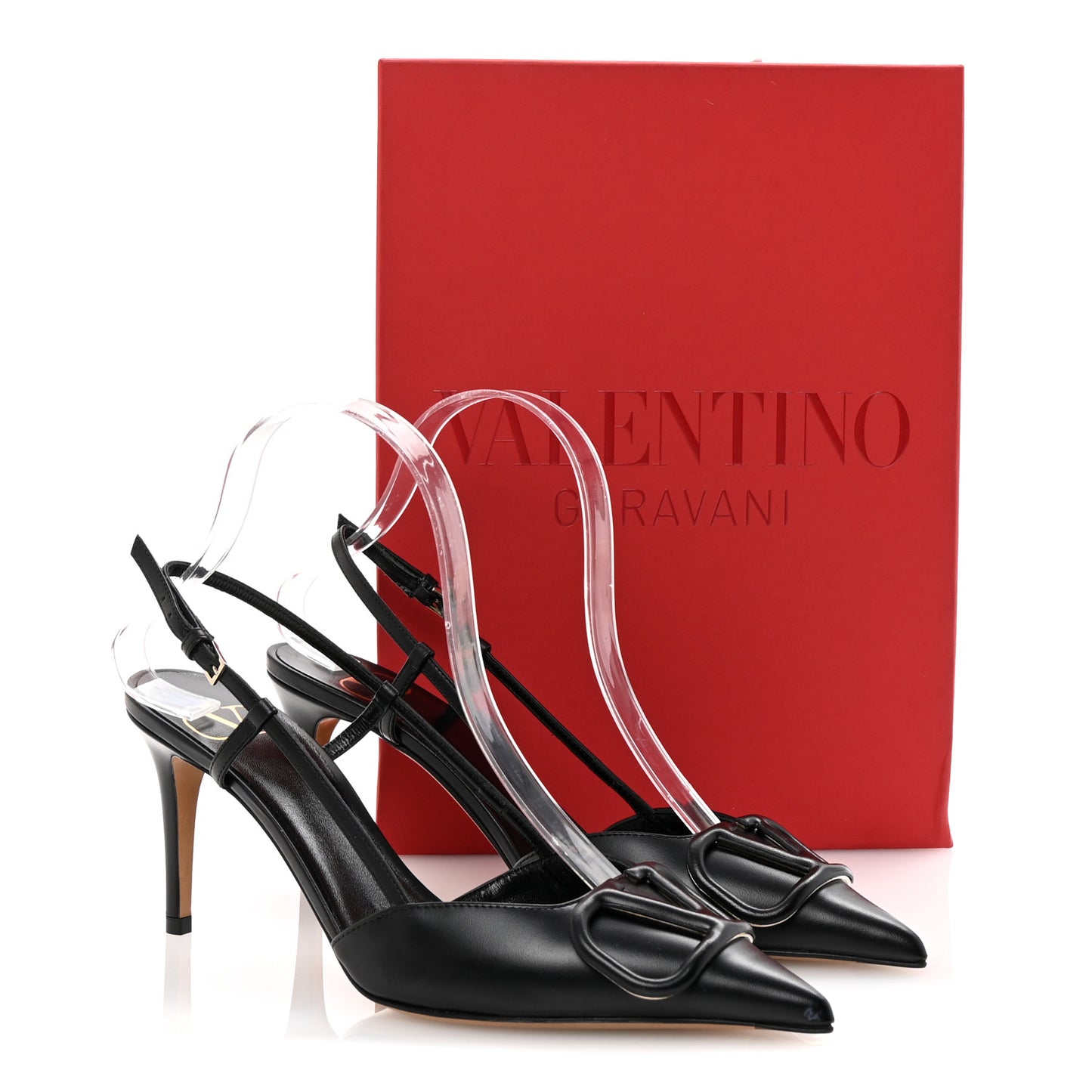 Calfskin Tonal Vlogo Slingback 80mm Pumps 37.5 Black