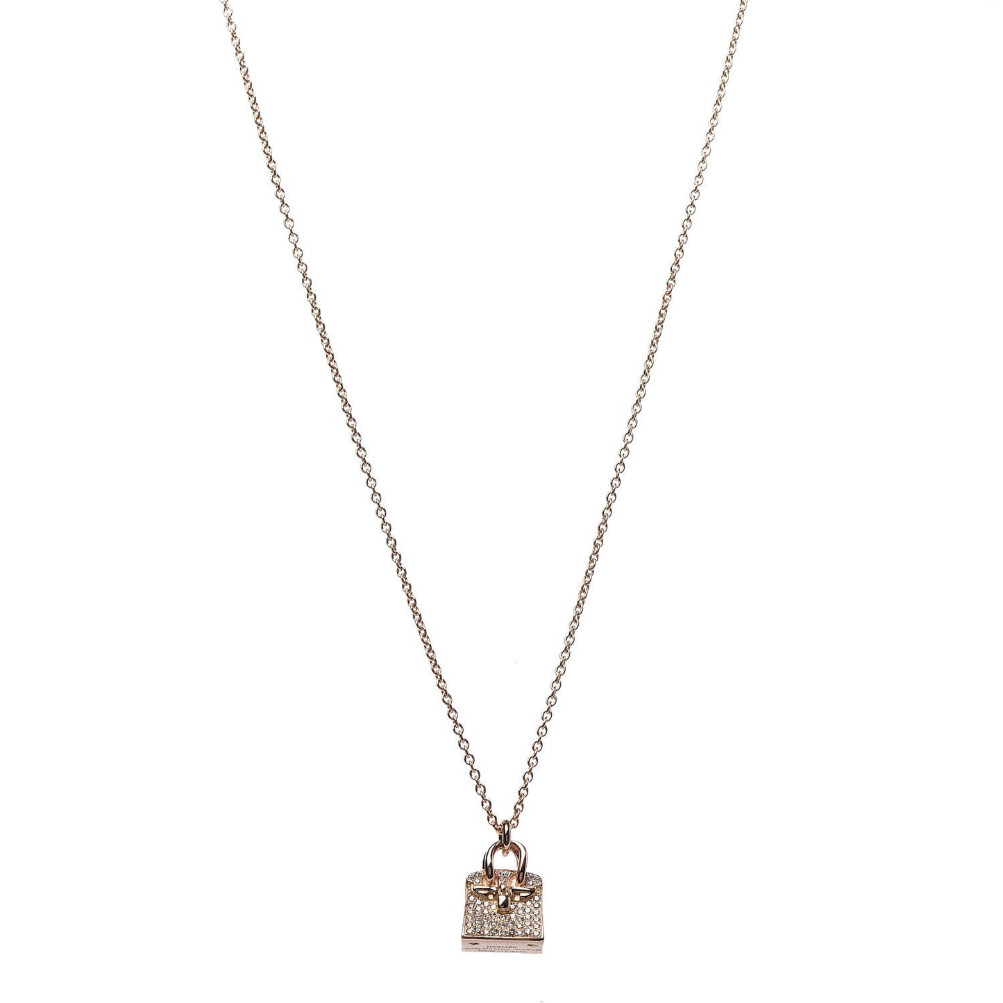 18K Rose Gold Diamond Birkin Amulette Pendant Necklace