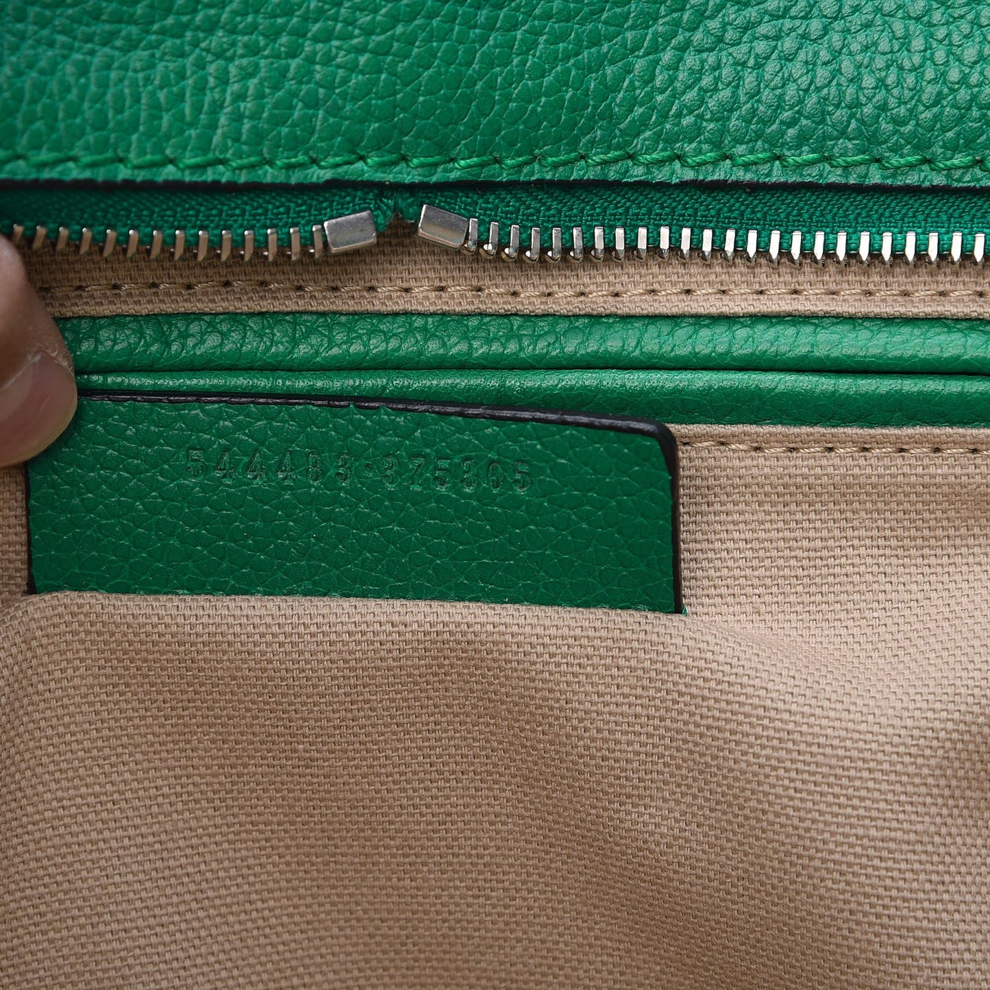Pebbled Calfskin Large Skull Padlock Zip Around Tote Green