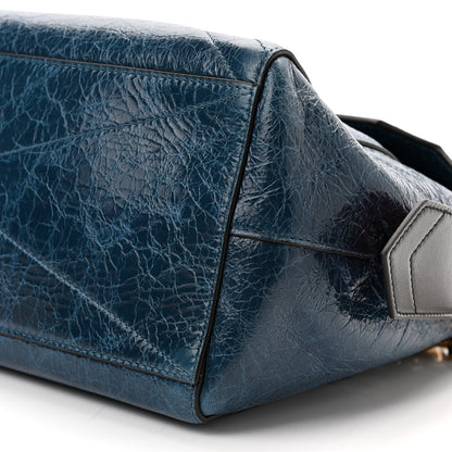 Givenchy Creased Patent Calfskin Medium ID Flap Oil Blue 9 of 9
