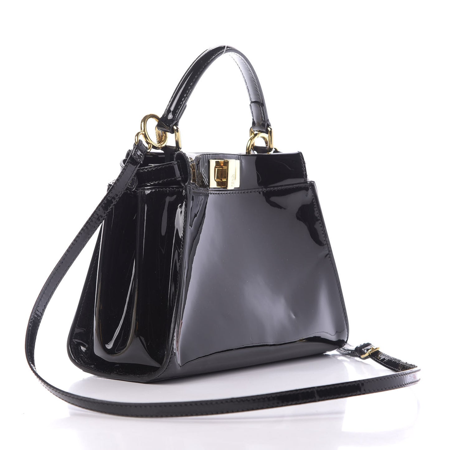 Vitello Vernice Mou Mini Peekaboo Iconic Satchel Black