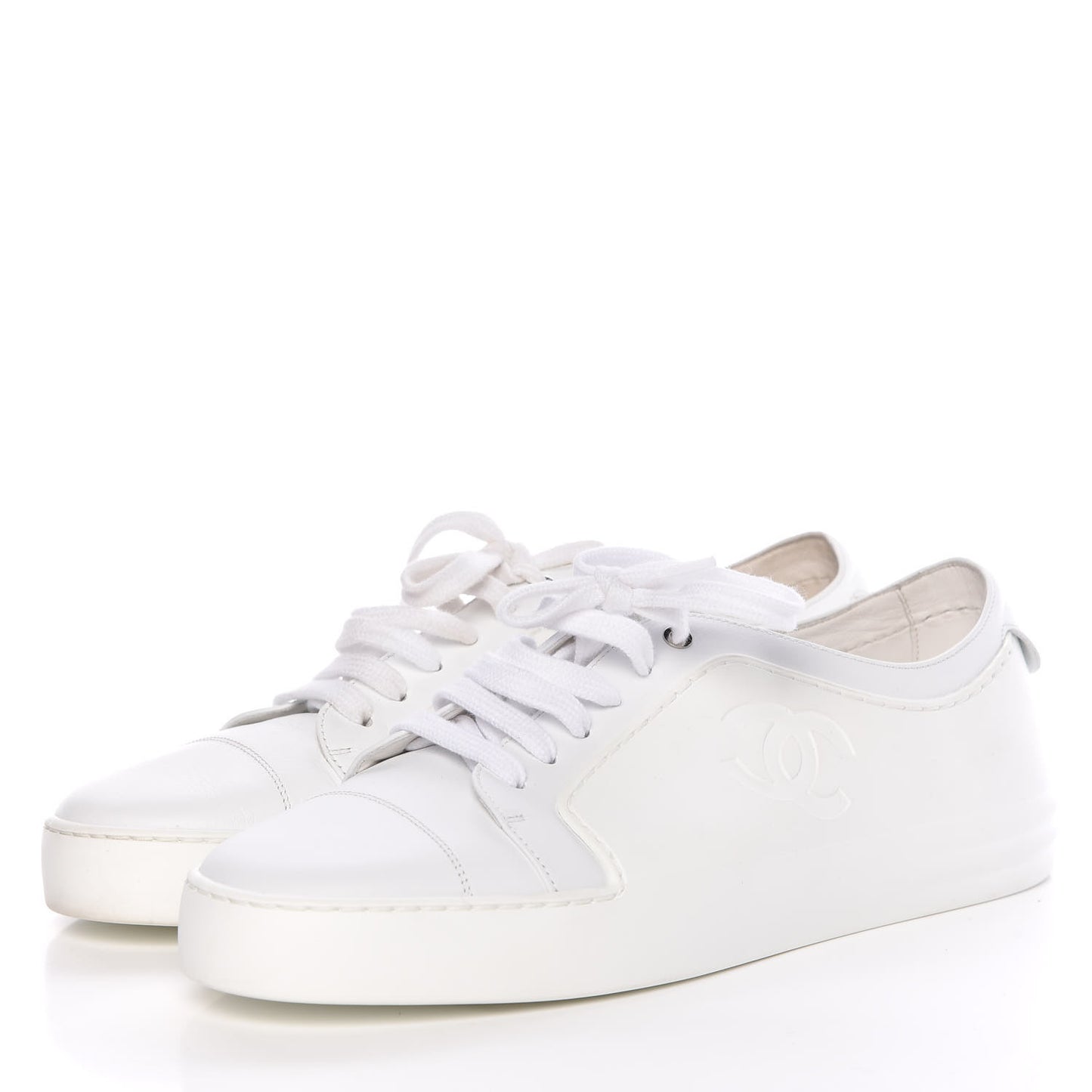 Calfskin Gum Womens CC Sneakers 40.5 White