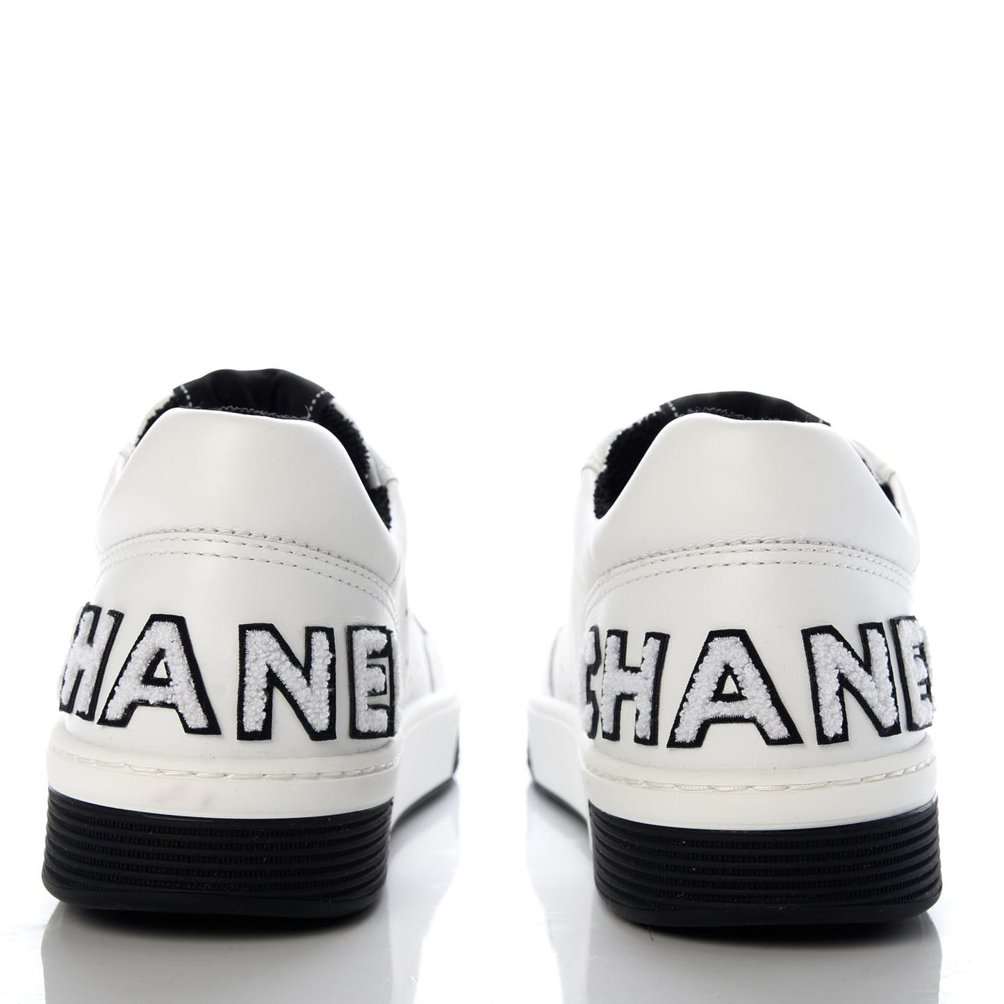 Calfskin Womens Logo Sneakers 41 Black White