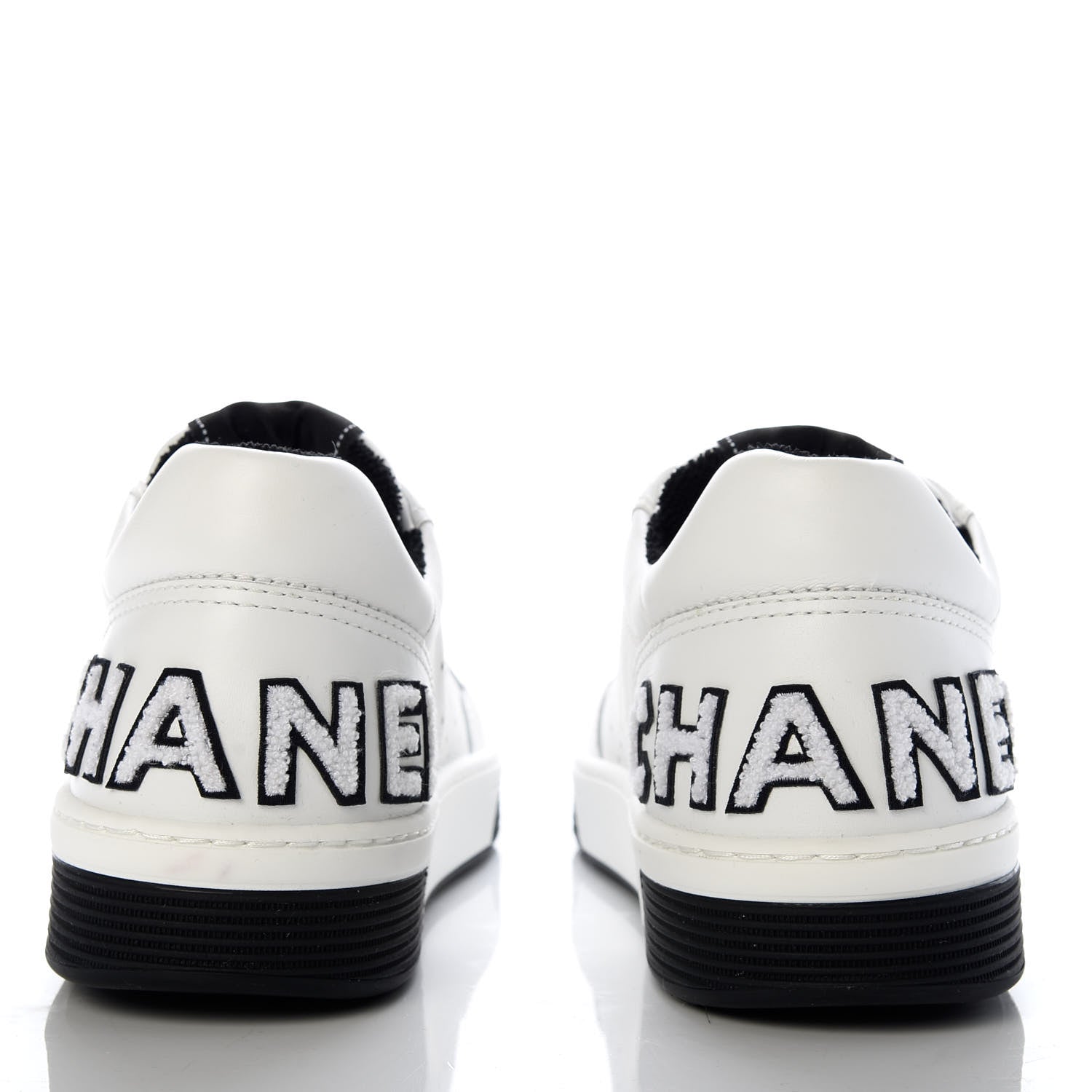 Chanel Calfskin Womens Logo Sneakers 41 Black White 6 of 10
