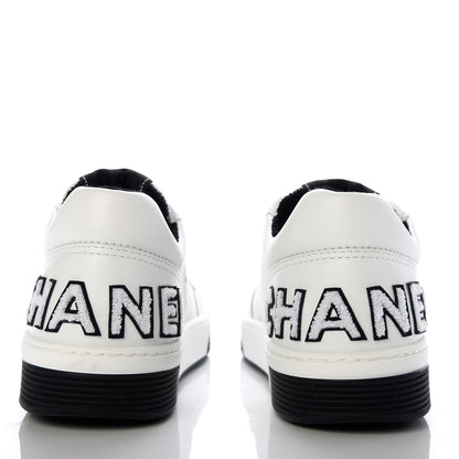 Chanel Calfskin Womens Logo Sneakers 41 Black White 6 of 10