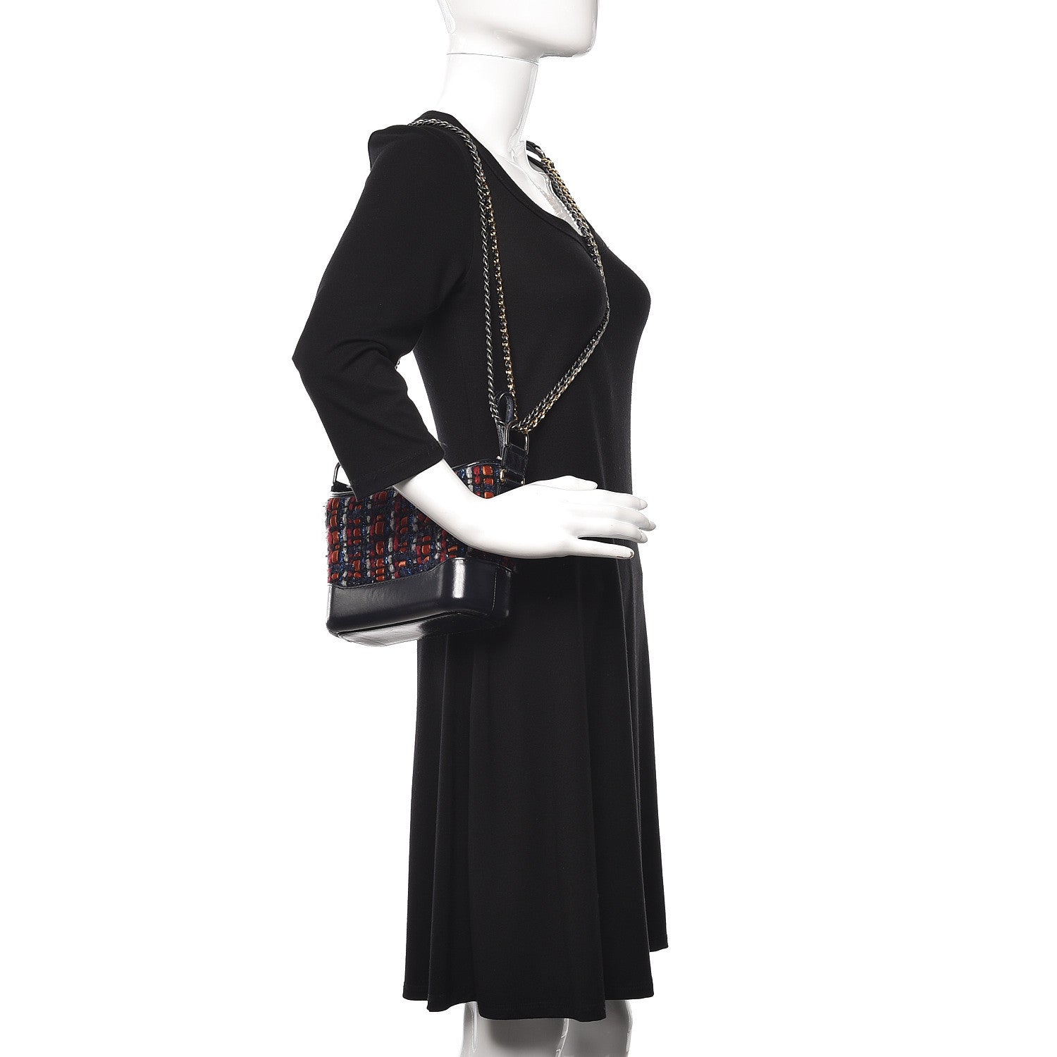 Chanel Tweed Calfskin Small Gabrielle Hobo Navy 3 of 14