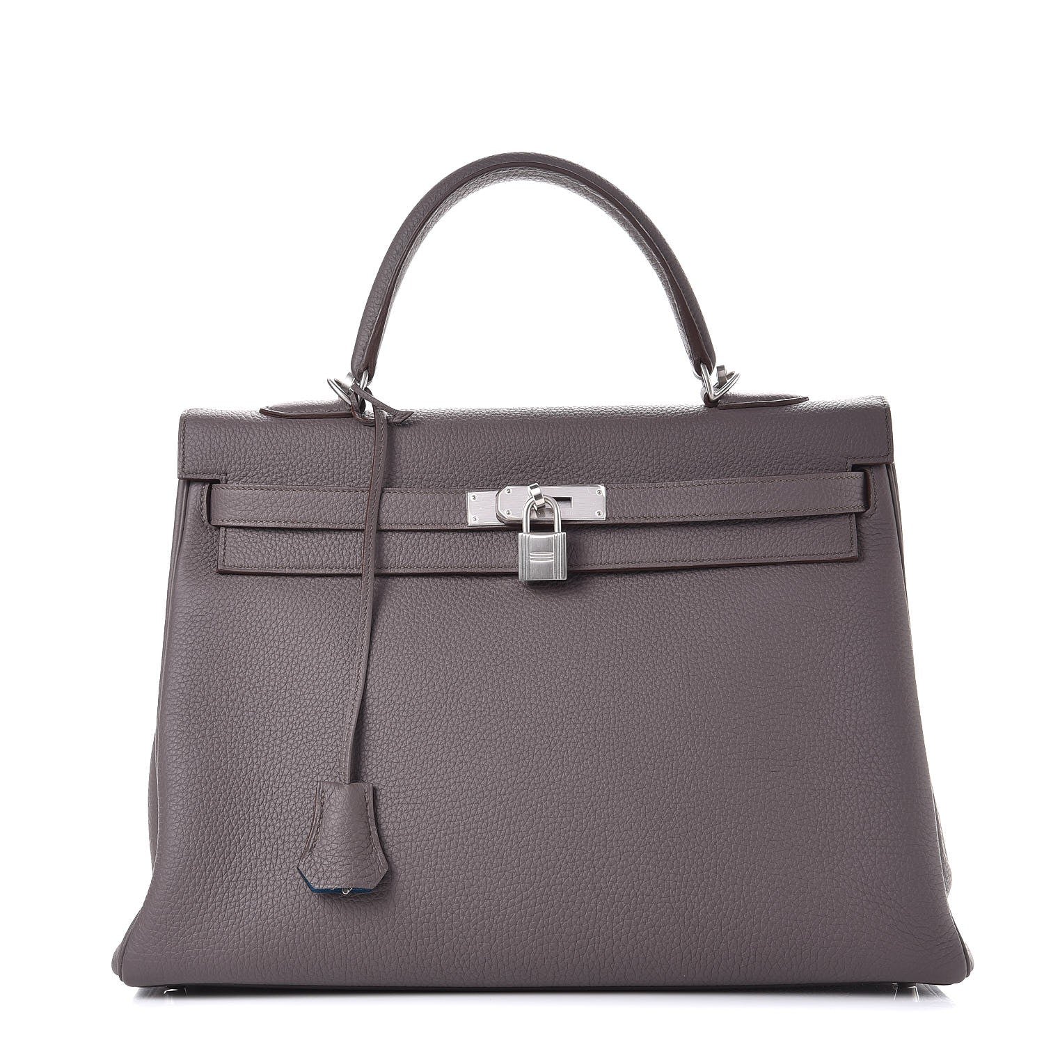 Hermes Togo Horseshoe Kelly Retourne 35 Etain Bleu Tempete 1 of 36